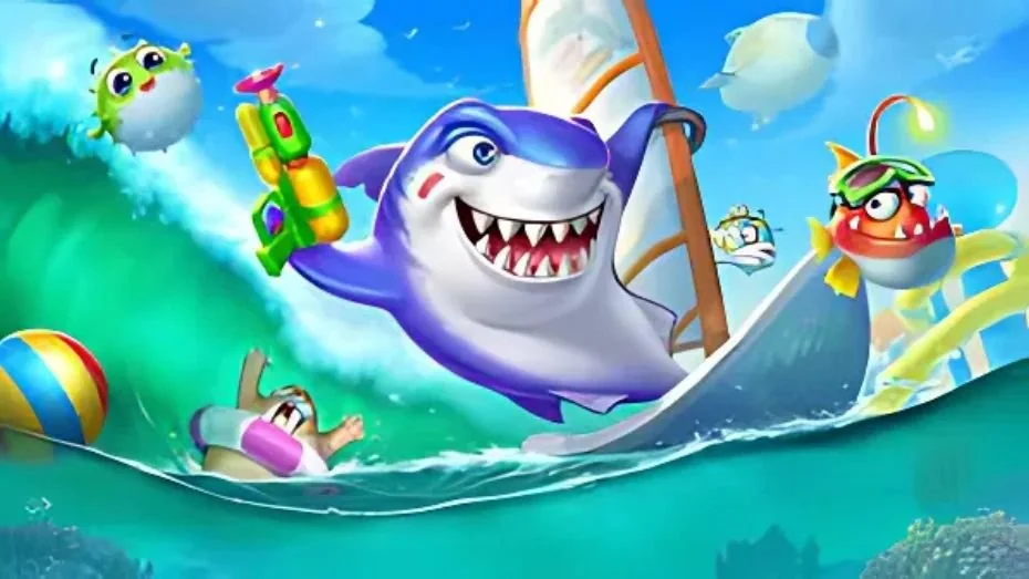Arena tembak ikan BROWIN88 dengan latar laut dan target berwarna